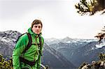 Man hiking in rural landscape