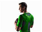 Athletic man holding football