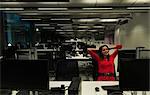 Businesswoman working late in office