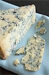 Blue cheese on blue napkin