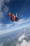 Freefly skydivers over Leutkirch, Germany