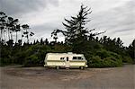 Camper van on secluded road