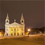 Publius Church at night in Floriana, Valletta, Malta