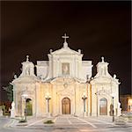 St Paul's Church, illuminated night, Rabat, Malta