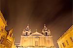 Mdina Cathedral illuminated at night, Malta
