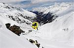 Man skiing, midair