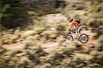 Man mountain biking on Jack's Trail at Hartman Rock Recreation Area, Gunnison, Colorado, USA