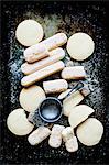 Cookies and biscuits, overhead view