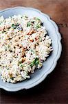 Still life of dish with risotto with spices and parsley