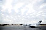 Airplane on empty runway