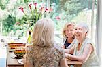 Three women having lunch together at home