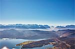 High angle view of mountains and lake Walchen, Bavaria, Germany
