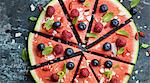 Slices of watermelon with berries