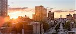 City buildings at sunset