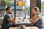 Young couple in cafe