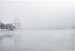 Tall ship in fog