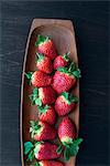 Strawberries in wooden bowl