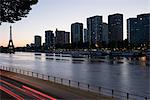 High rise buildings along the Seine River in Paris, France