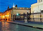 Twilight view of the centre of the town, San Antonio de Areco, Buenos Aires Province, Argentina, South America