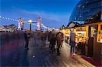 Christmas Market, The Scoop and Tower Bridge, South Bank, London, England, United Kingdom, Europe