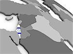 Map of Israel with embedded national flag. 3D illustration