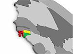 Map of Guinea-Bissau with embedded national flag. 3D illustration