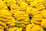 Fresh banana yellow background in the fruit market.
