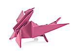 Purple dragon of origami, isolated white background