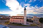 Church and coastline in Rijeka, city in Kvarner bay of Croatia