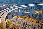 Crni Kal viaduct in Slovenia view with landscape of coastal region