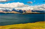 Mighty fjords with mountains covered by snow near Olafsfjordur, Northern Iceland