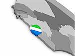 Map of Sierra Leone with embedded national flag. 3D illustration