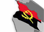 Map of Angola with embedded national flag. 3D illustration