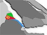 Map of Eritrea with embedded national flag. 3D illustration