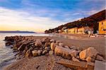 Moscenicka Draga village beach at sunrise, Opatija riviera of Croatia