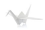 White shadoof of origami, isolated on background.