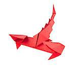 Red scorpion of origami, isolated white background