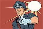 Vintage police officer COP arrests. pop art retro comic book vector illustration