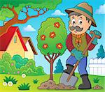 Gardener planting tree theme image 2 - eps10 vector illustration.