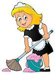 Cleaning lady theme image 2 - eps10 vector illustration.