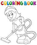 Coloring book cleaning lady 1 - eps10 vector illustration.