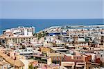 View on Alicante old city and port from castle Santa Barbara