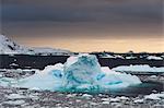 Icebergs at sunset in the Lemaire channel, Antarctica