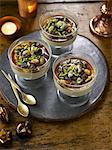 Banana custard with christmas dates and pistachios dessert