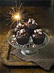 Chilli chocolate cupcakes with a sparkler