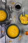 Cream of pumpkin soup with turmeric couscous