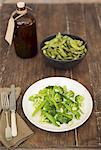 Broccoli and snow pea salad with edamame