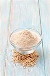 Amaranth flour in a small glass bowl