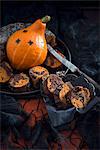 Vegan Hokkaido pumpkin and chcocolate cake for Halloween