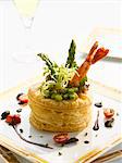 Asparagus and prawn vol-au-vent